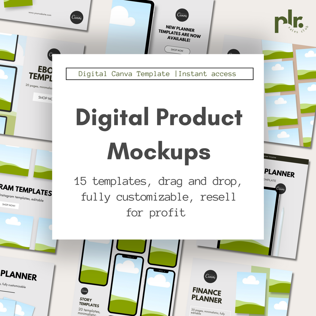 Minimalistic Digital Product Listing Mockup Canva Templates