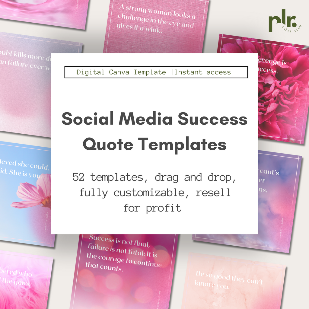 1-year of Weekly Aesthetic Pink Power Success Quotes Canva Templates