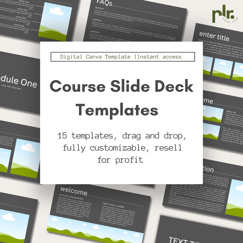 Minimalistic Grey Course Slide Deck Canva Templates